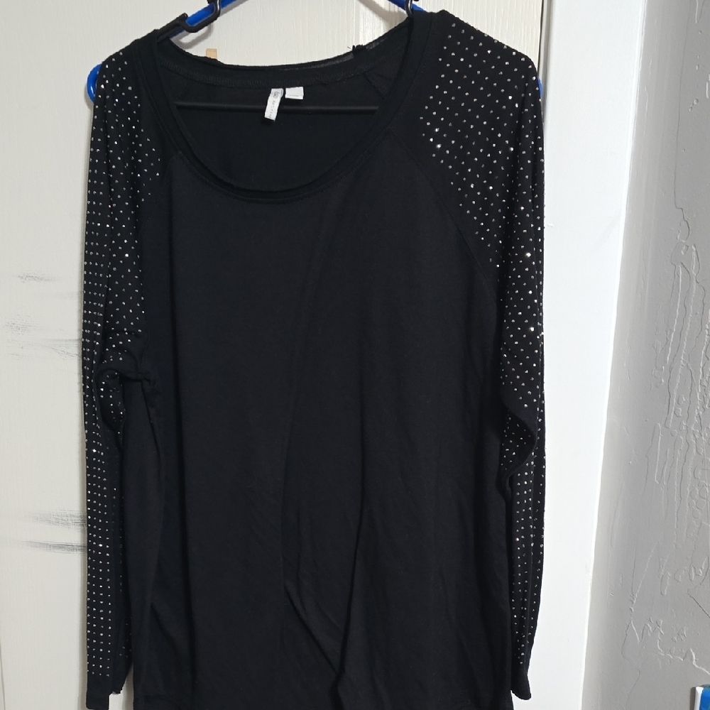 Cato Black Studded Long Sleeve Blouse